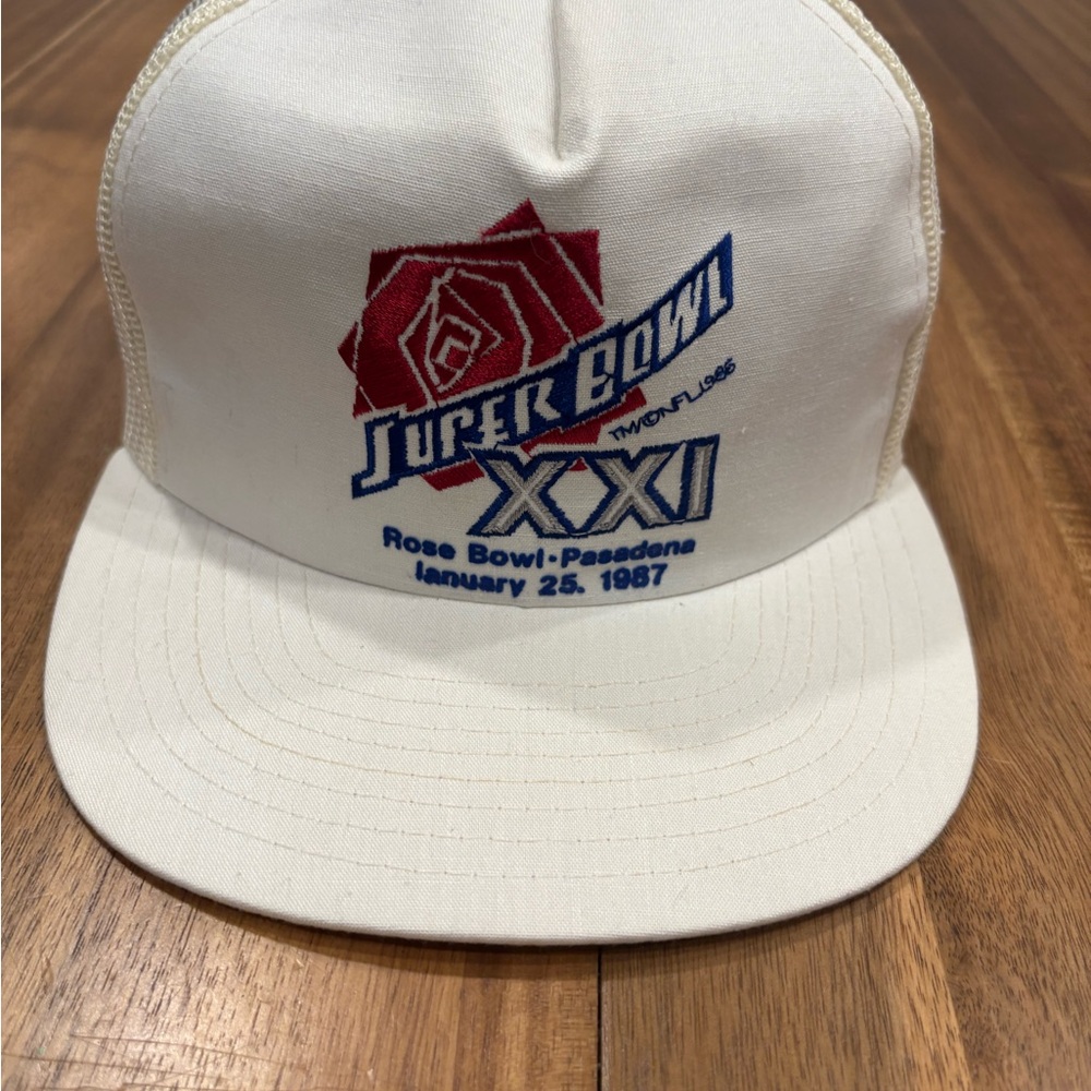 Vintage 1987 Super Bowl XXI Trucker Hat Giants vs Broncos NFL Snapback